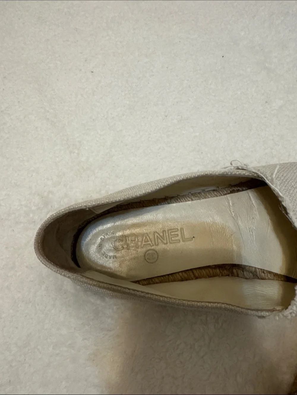 CHANEL Two-Tone Canvas Espadrilles in Beige and Black